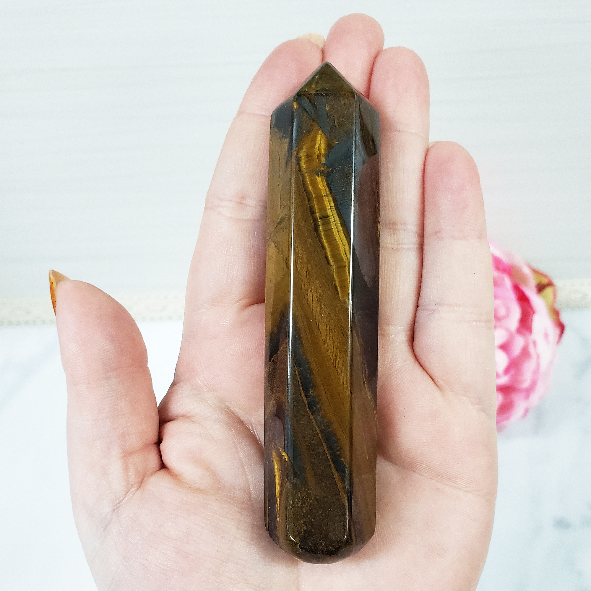 Unique Tiger Iron Hematite Stone Natural Crystal Wand Massage Tool | North -4