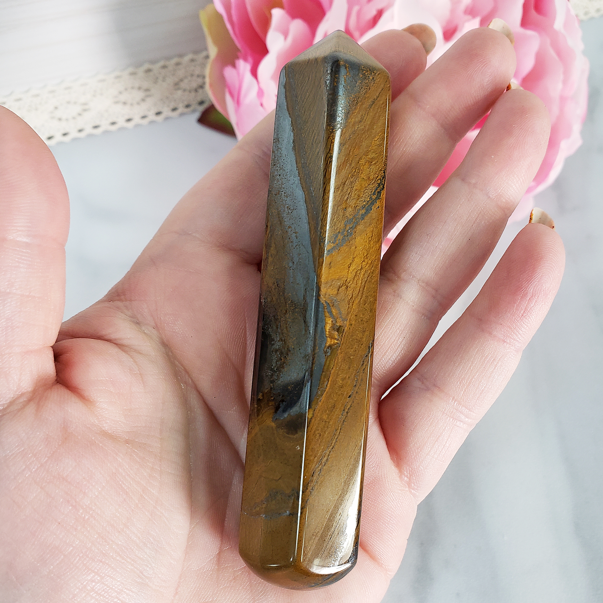 Unique Tiger Iron Hematite Stone Natural Crystal Wand Massage Tool | North - 5