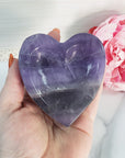Unique Purple Fluorite Crystal Bowl Natural Gemstone Heart Shaped Bowl | Ntima