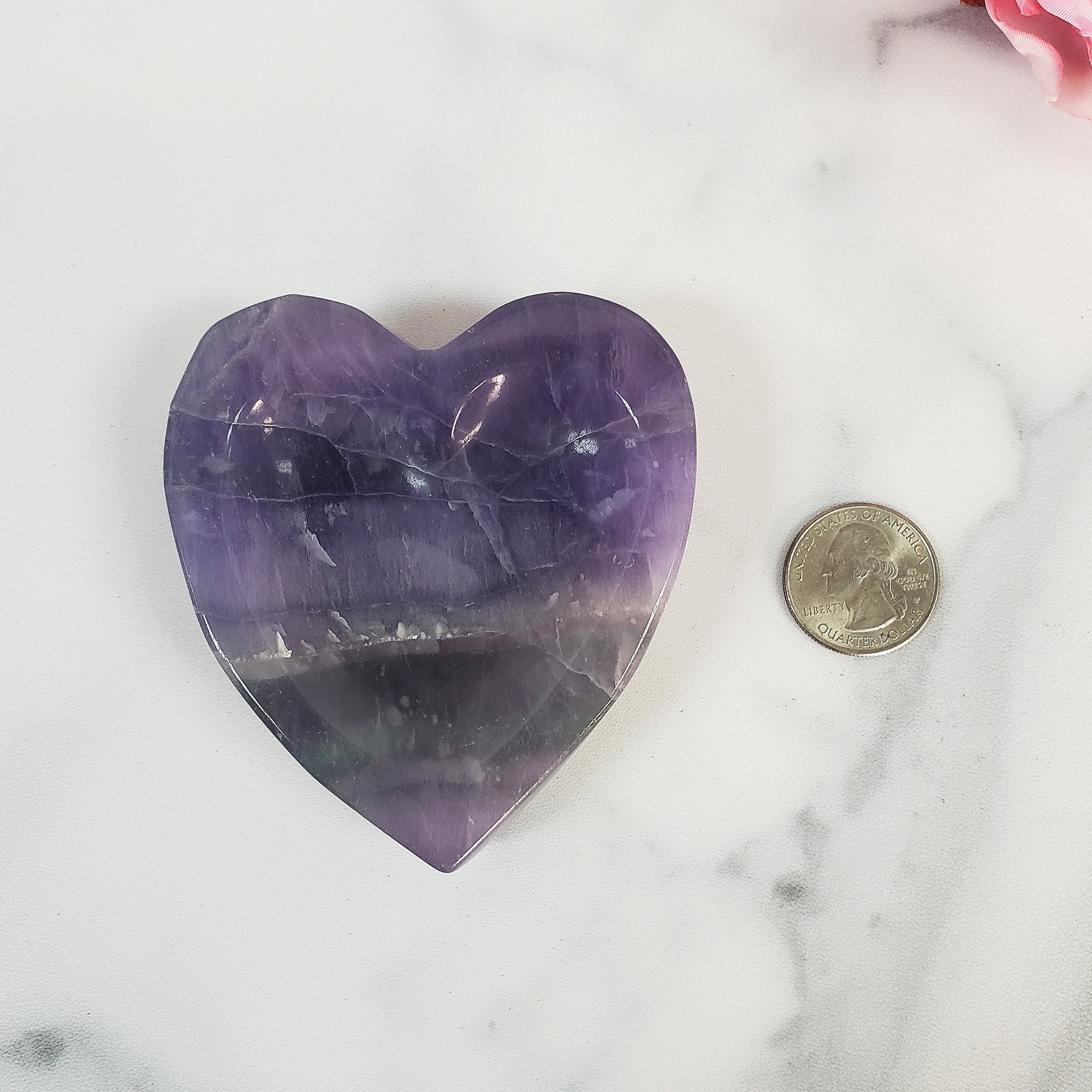 Unique Purple Fluorite Crystal Bowl Natural Gemstone Heart Shaped Bowl | Ntima - 4