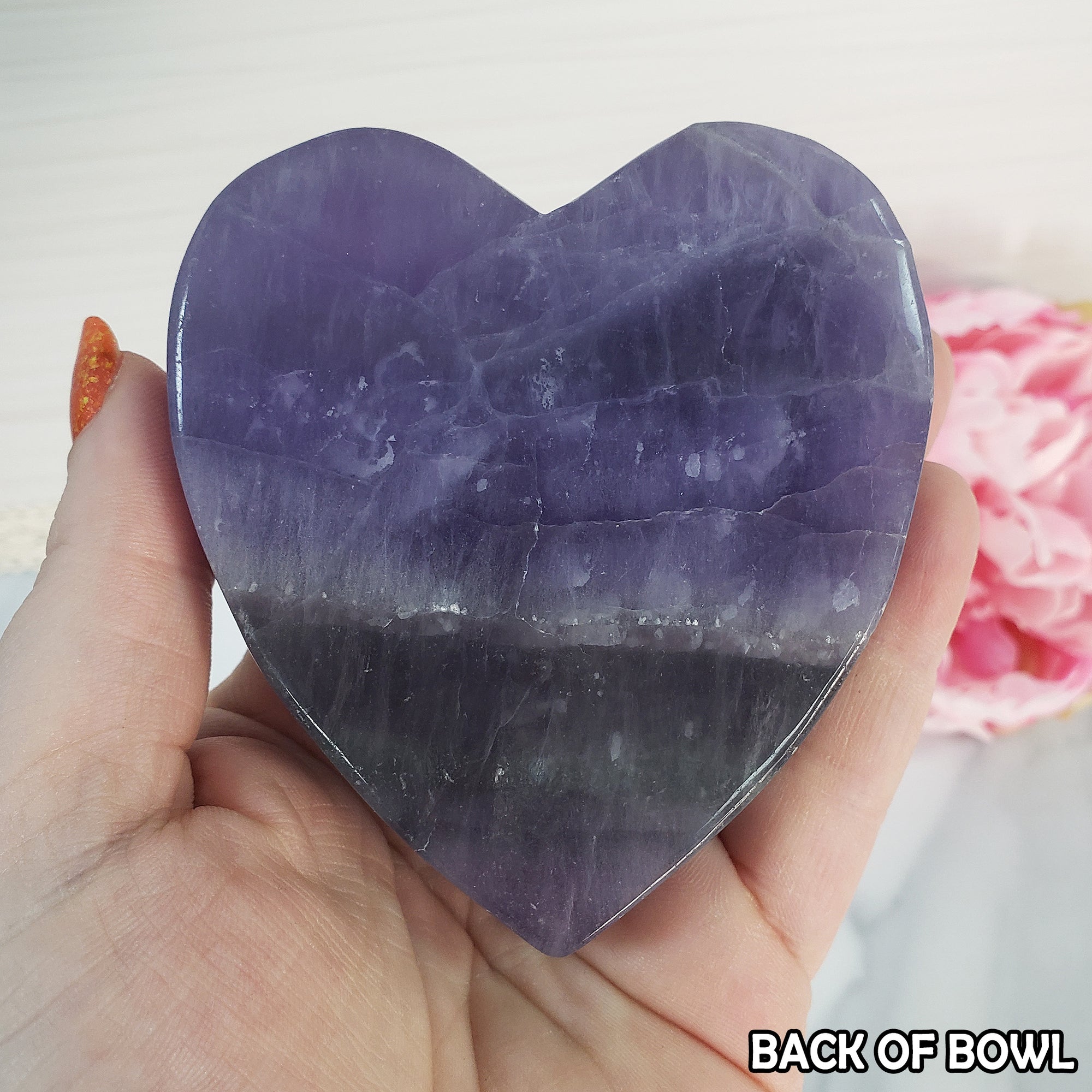Unique Purple Fluorite Crystal Bowl Natural Gemstone Heart Shaped Bowl | Ntima - 5