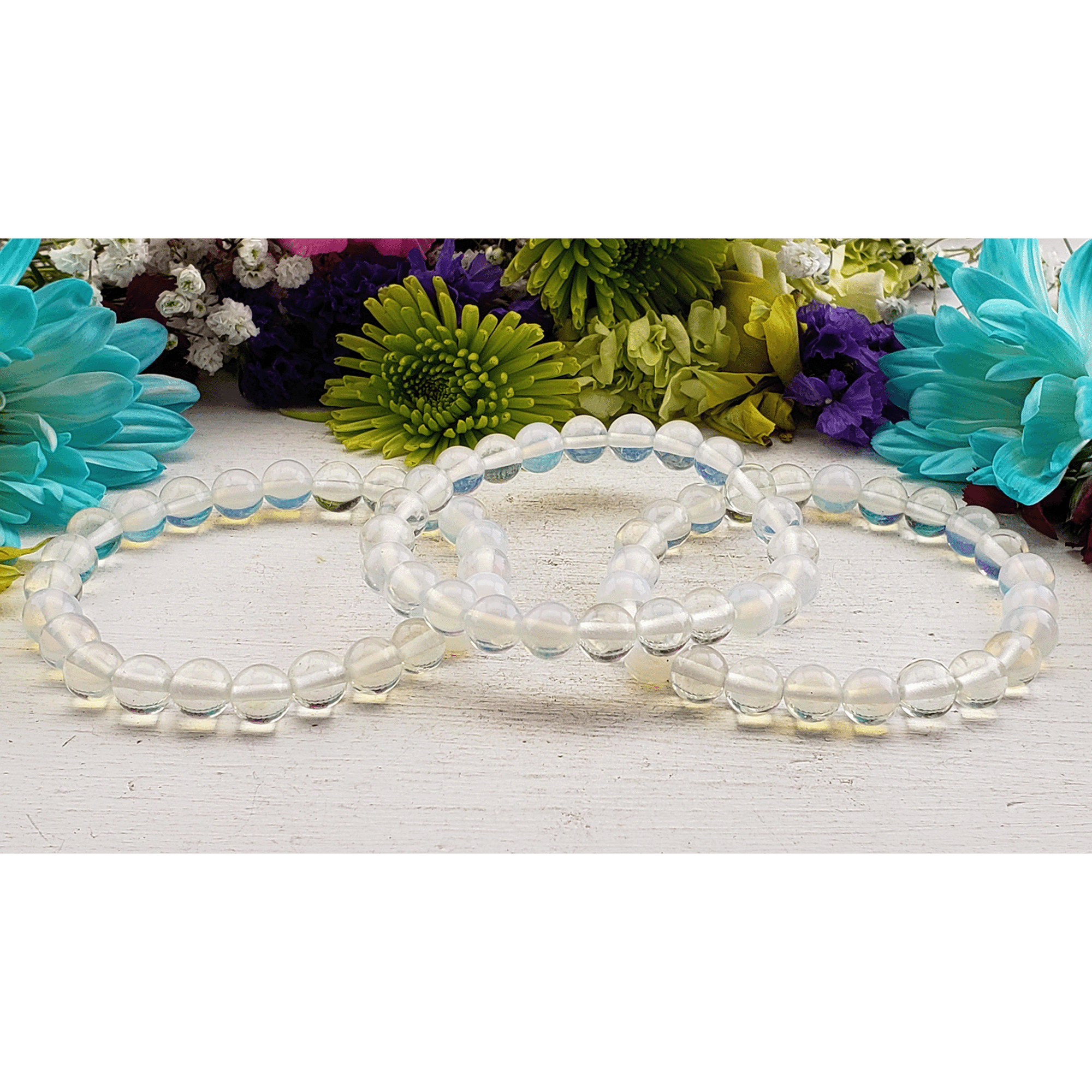 Opalite Crystal Manmade Gemstone 7-8mm Bead Bracelet | Throat Chakra