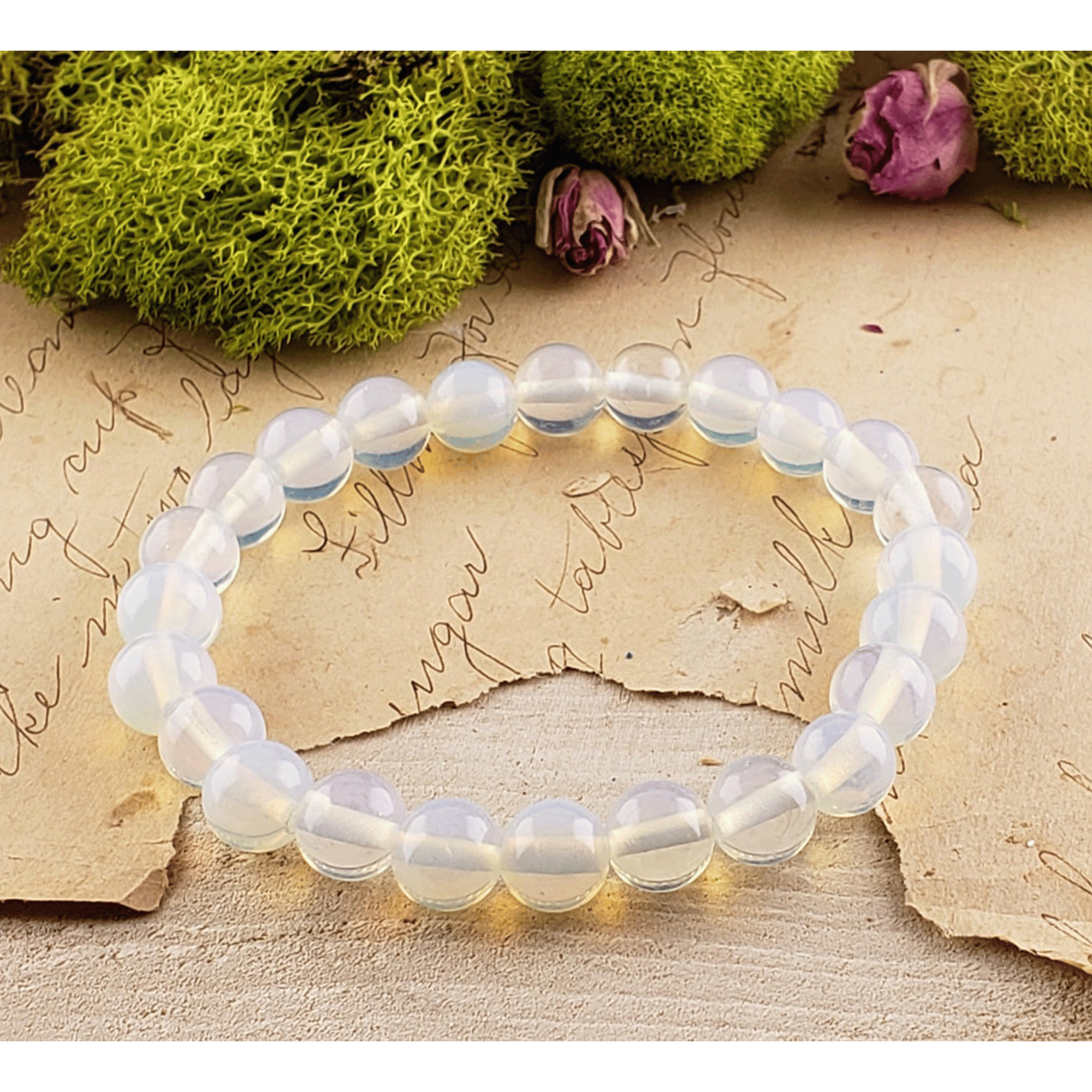 Opalite Crystal Manmade Gemstone 7-8mm Bead Bracelet | Now the Skies are Opalite