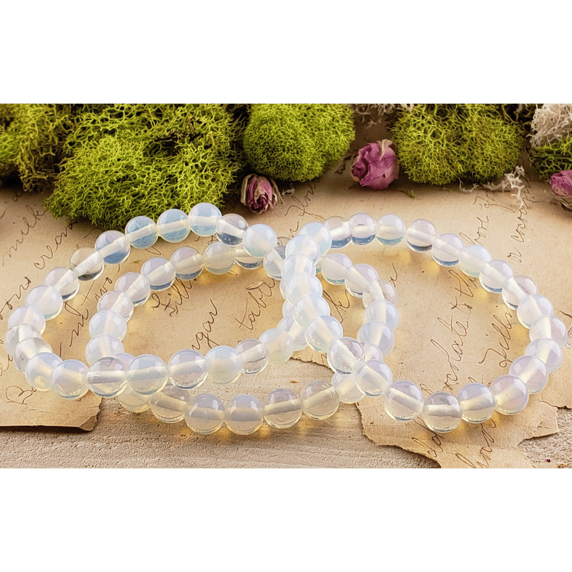 Opalite Crystal Manmade Gemstone 7-8mm Bead Bracelet | Crown Chakra Stones