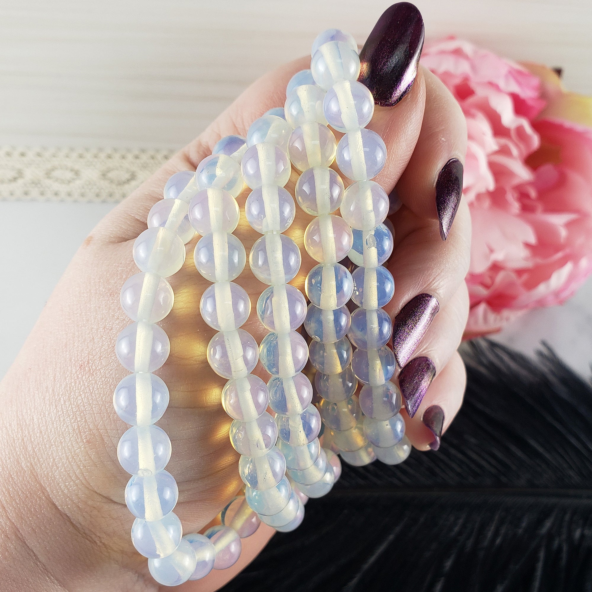 Opalite Crystal Manmade Gemstone 7-8mm Bead Bracelet | Chakra Bracelets
