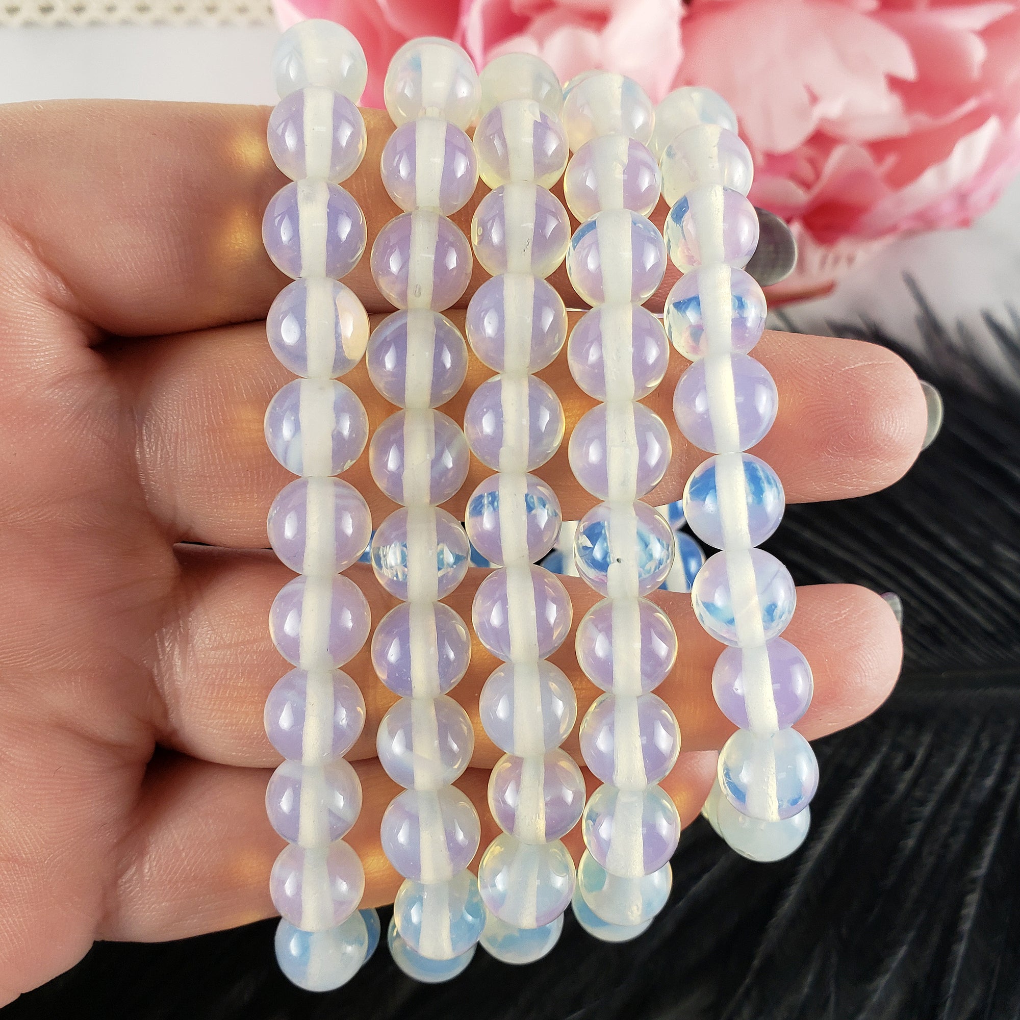 Opalite Crystal Manmade Gemstone 7-8mm Bead Bracelet | Opalite Bracelets