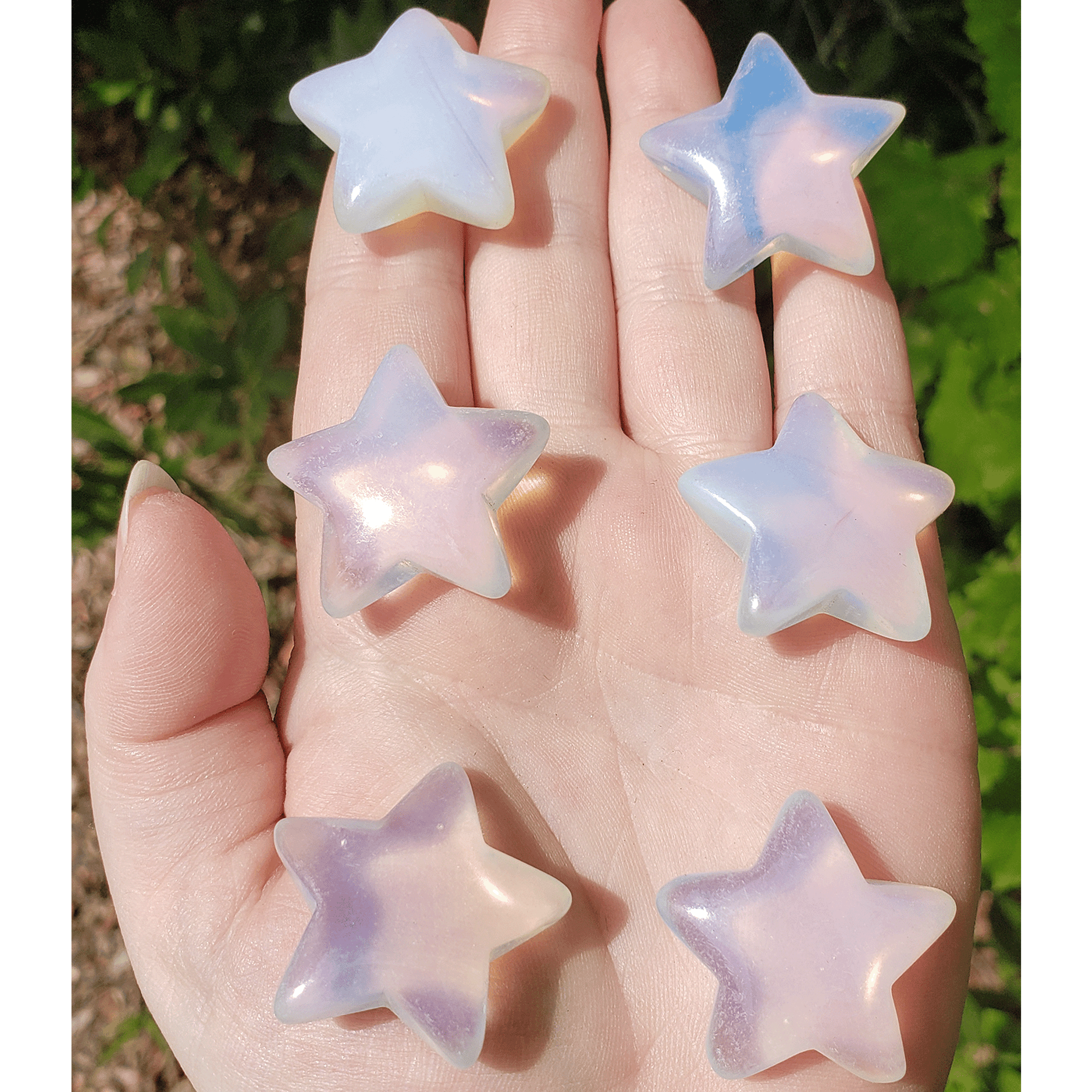 Opalite Crystal Star Manmade Gemstone Wishing Star Carving Fidget Stone | 25-30mm - 4