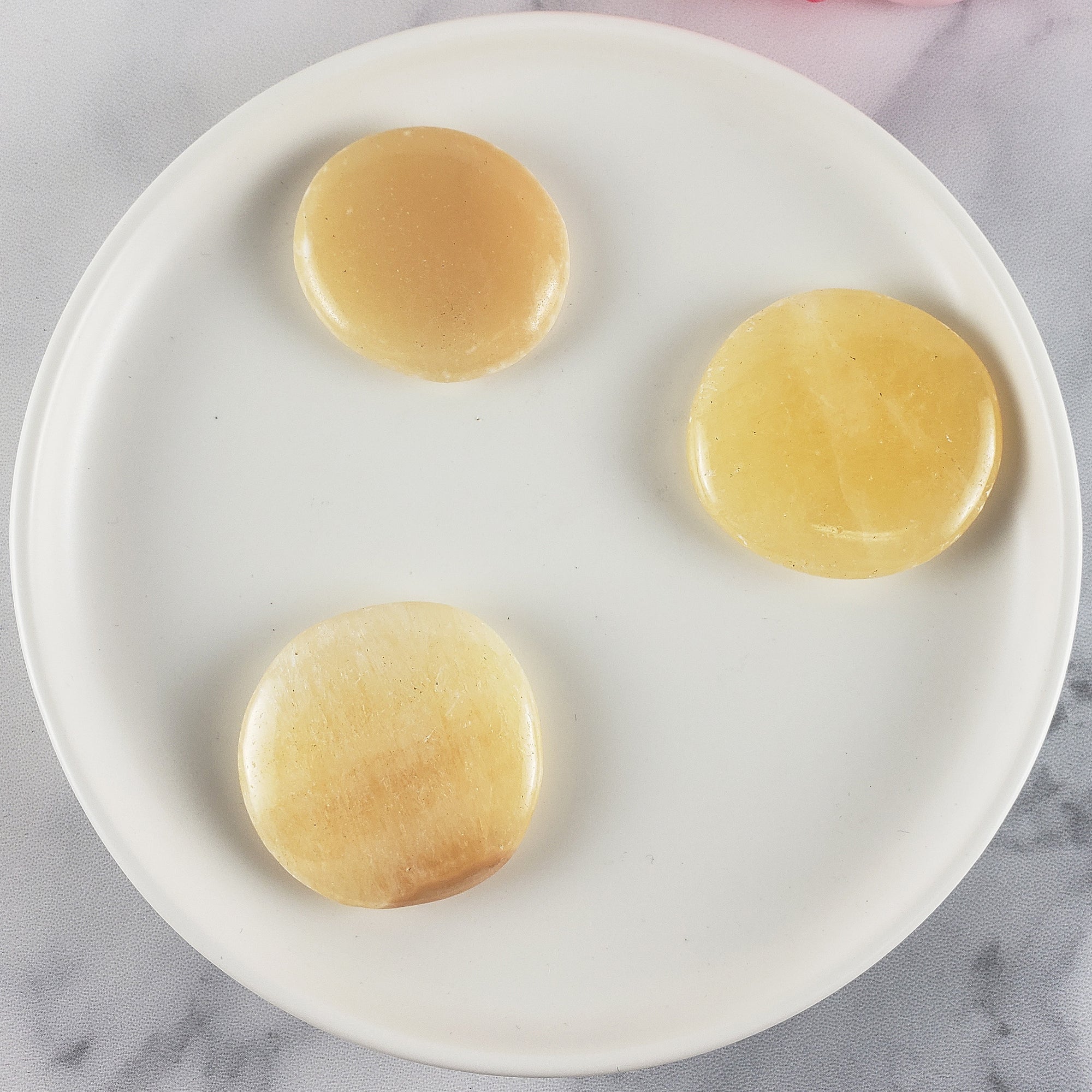 Orange Calcite Crystal Palm Stone Natural Gemstone Worry Stone Meditation Tool - Yellow Calcite