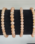 Peach Moonstone Crystal Natural Gemstone 4-6mm Beaded Bracelet - 6