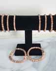 Peach Moonstone Crystal Natural Gemstone 4-6mm Beaded Bracelet