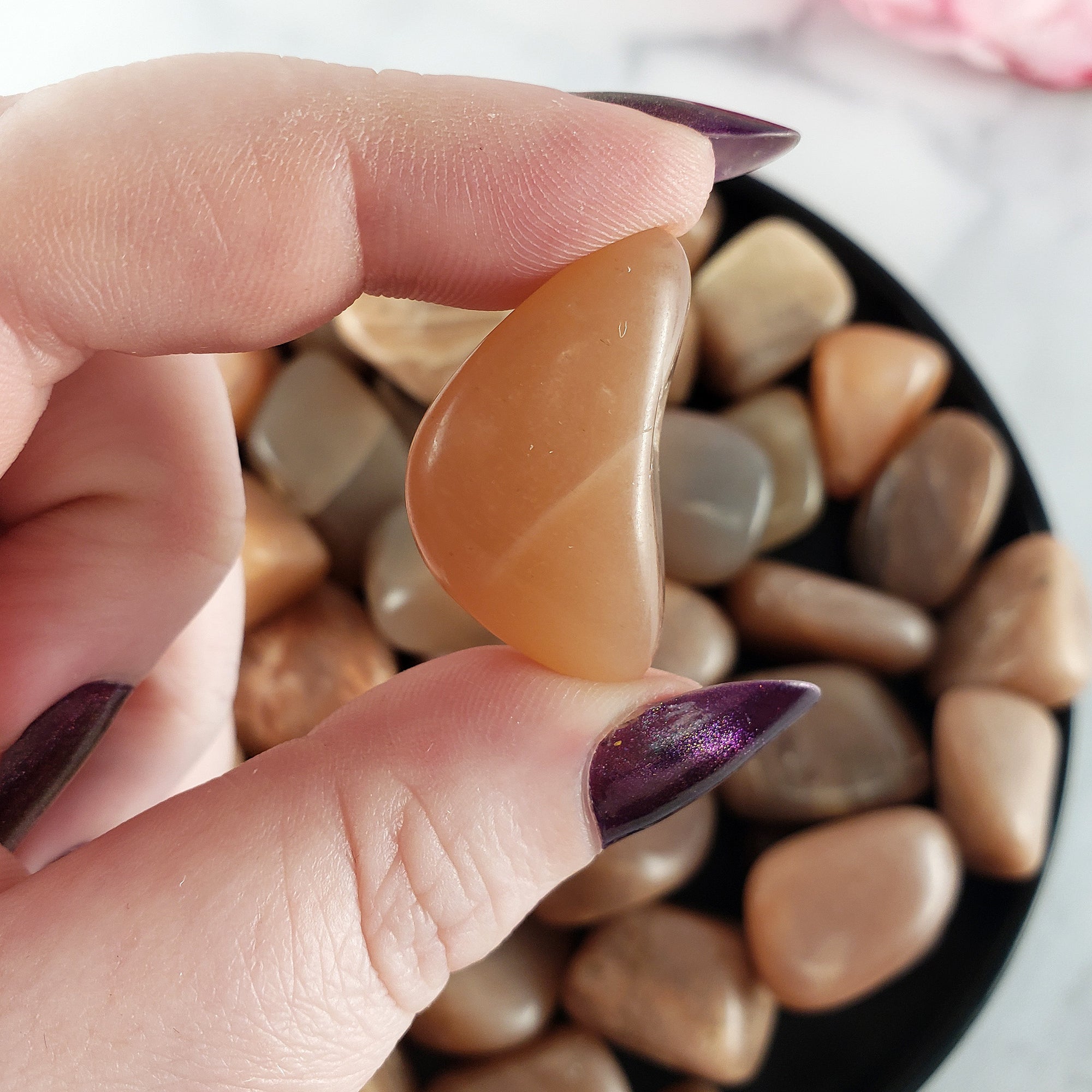 Peach Moonstone Crystal Natural Gemstone Tumbled Stone | Third Eye Chakra Crystals and Stones