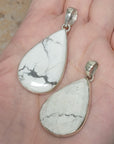 Howlite Gemstone Sterling Silver Pendant - Pear Shape