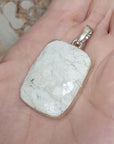 Howlite Gemstone Sterling Silver Pendant - Rectangle
