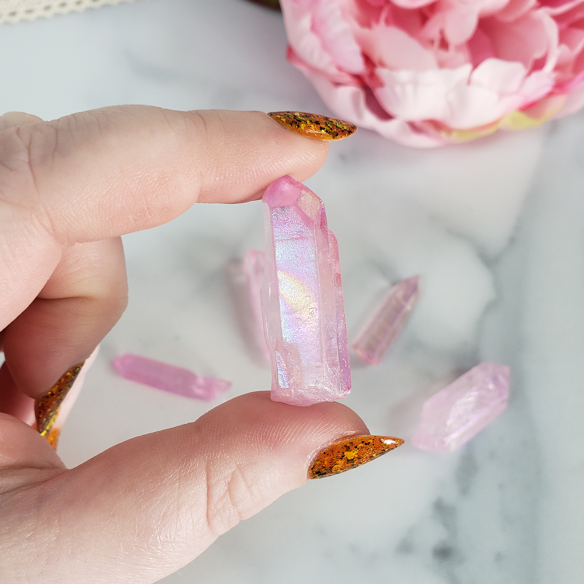 Pink Aura Quartz Crystal Rough Gemstone Point | Undrilled - 3