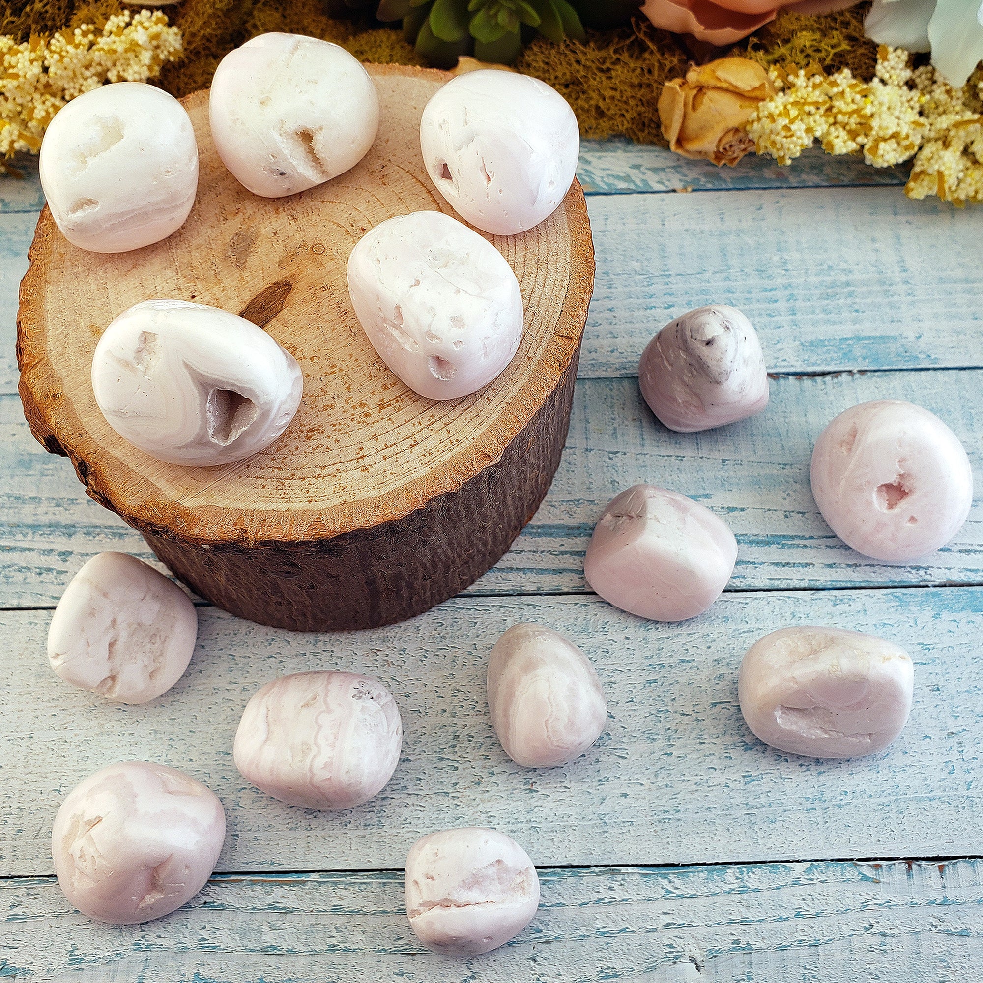 Pink Mangano Calcite Mineral Natural Crystal Tumbled Stone - 5