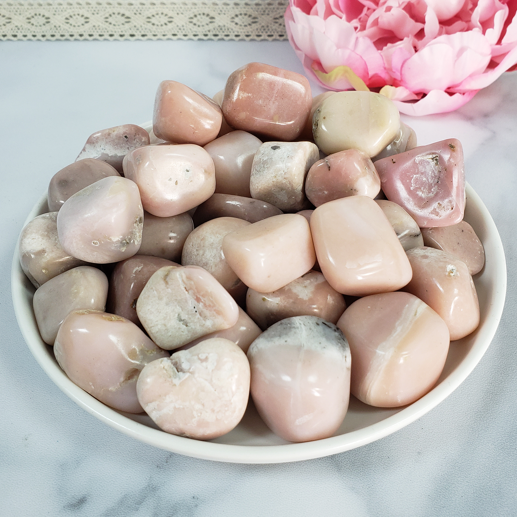 Pink Opal Crystal Natural Gemstone Tumbled Stone | One Stone - 8