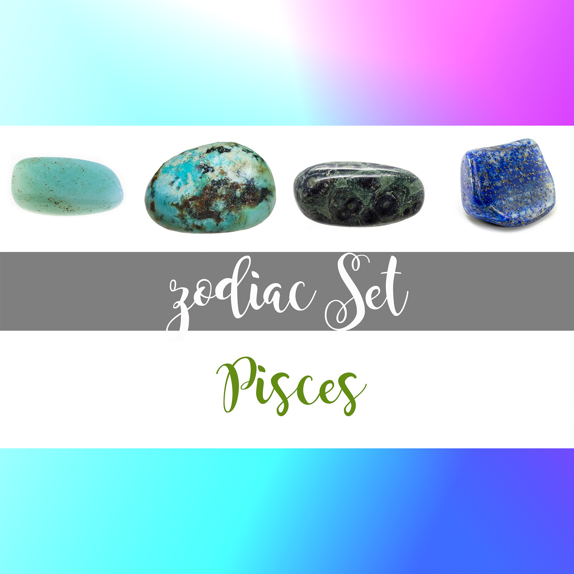 Pisces Horoscope Zodiac Crystals | 4 Stone Set with Pouch