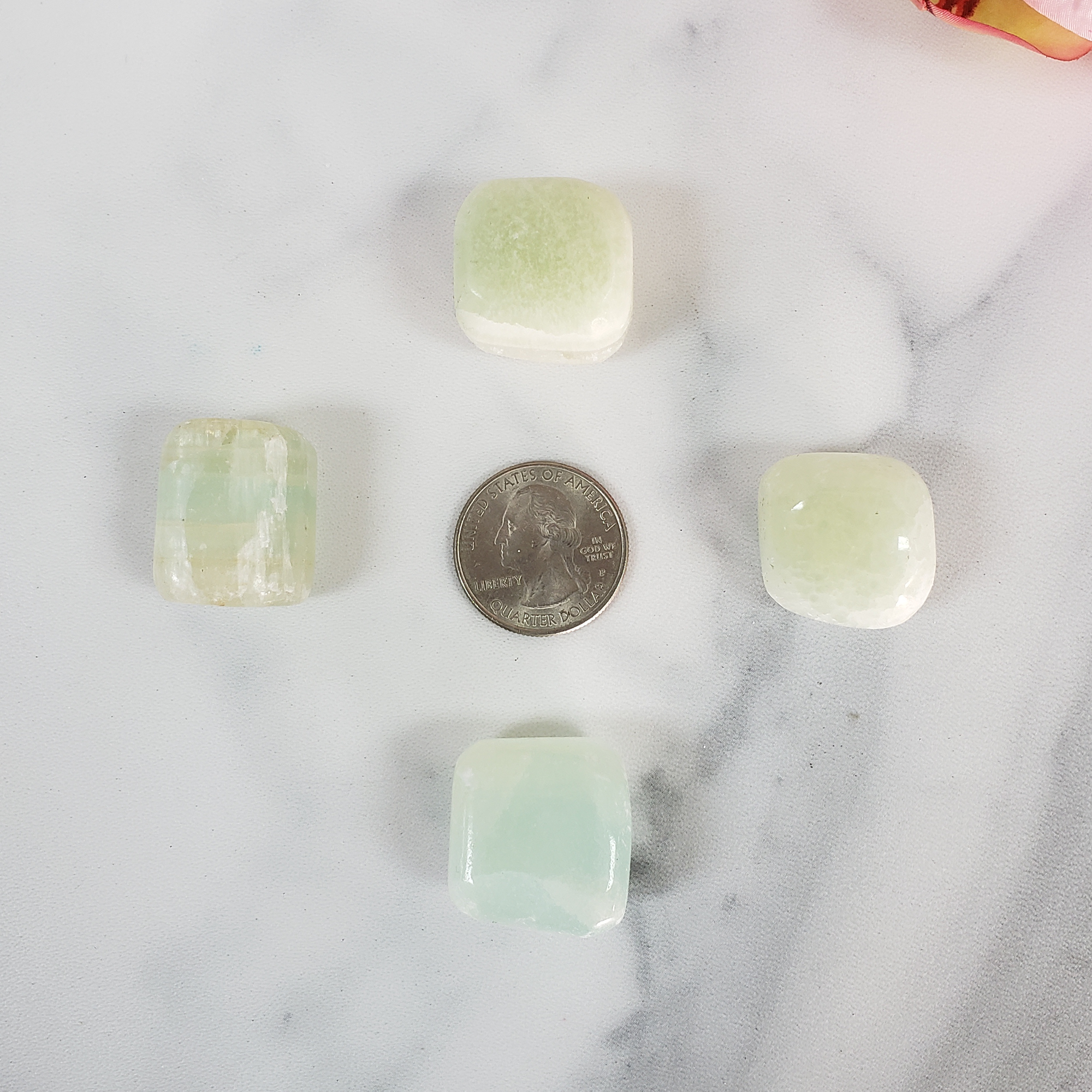 Pistachio Green Calcite Crystal Natural Gemstone Tumbled Stone - 3