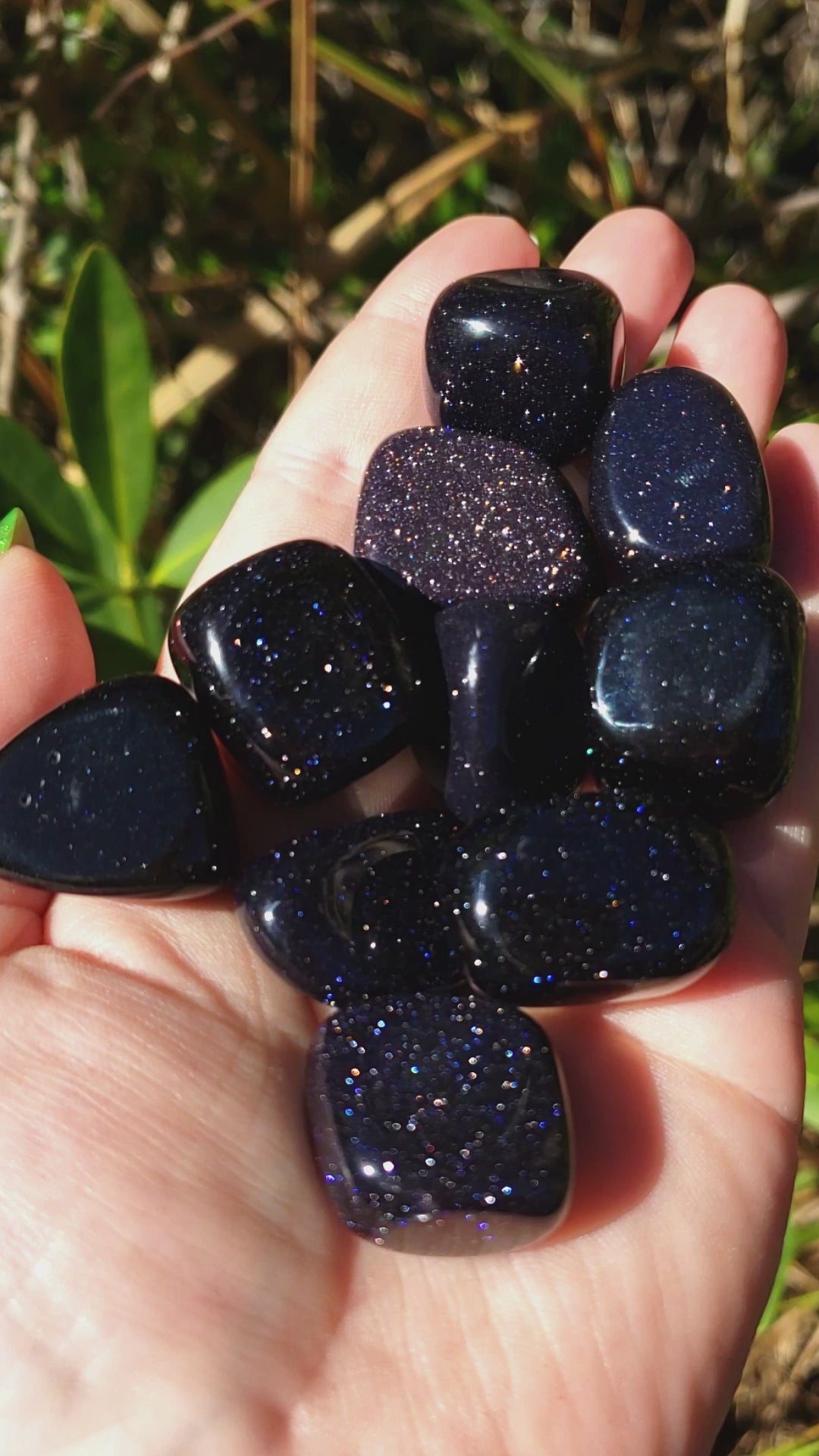 Blue Goldstone Crystal Manmade Gemstone Tumbled Stone | One Stone - 3