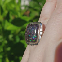 Australian Opal Sterling Silver Ring - Coen - Size 7