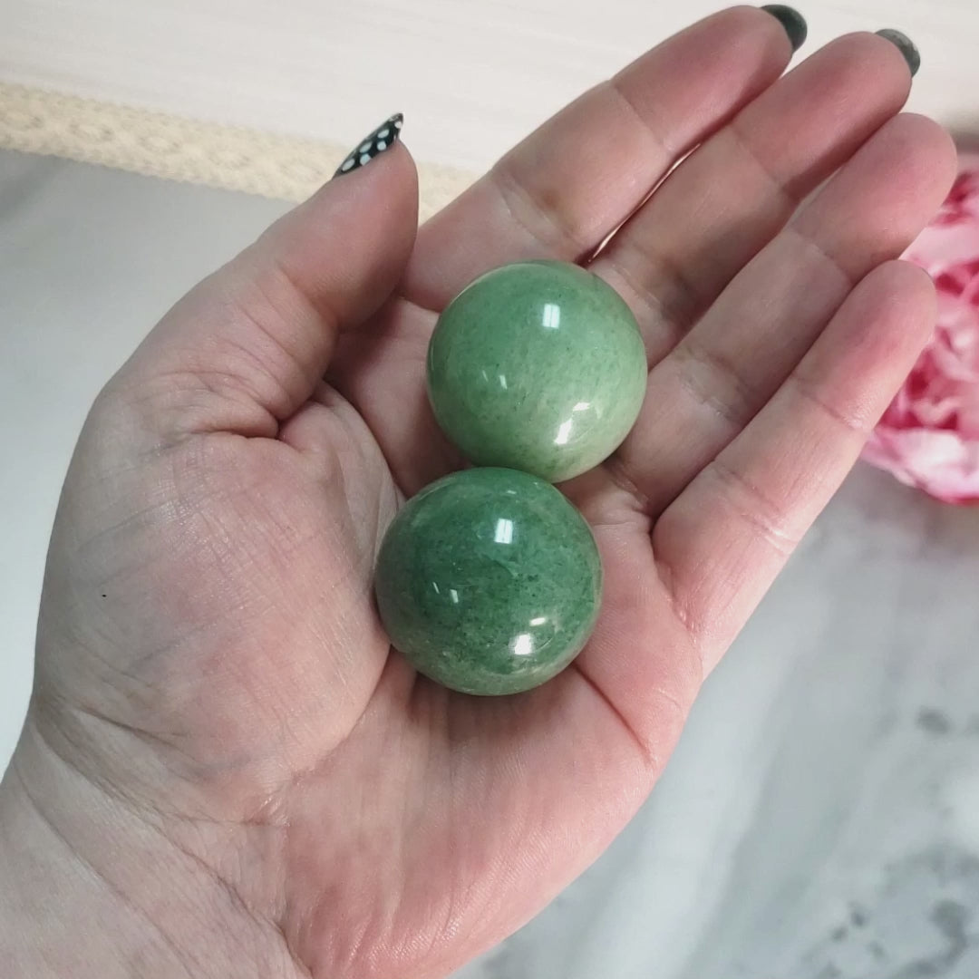 Green Aventurine Natural Crystal Sphere Gemstone Orb - One 30mm Sphere - Video