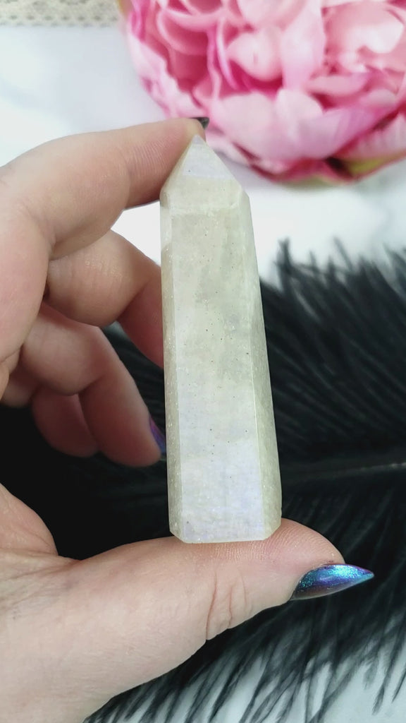 Unique Moonstone Crystal Tower Point High Quality Natural Gemstone Obelisk | Selena - 4
