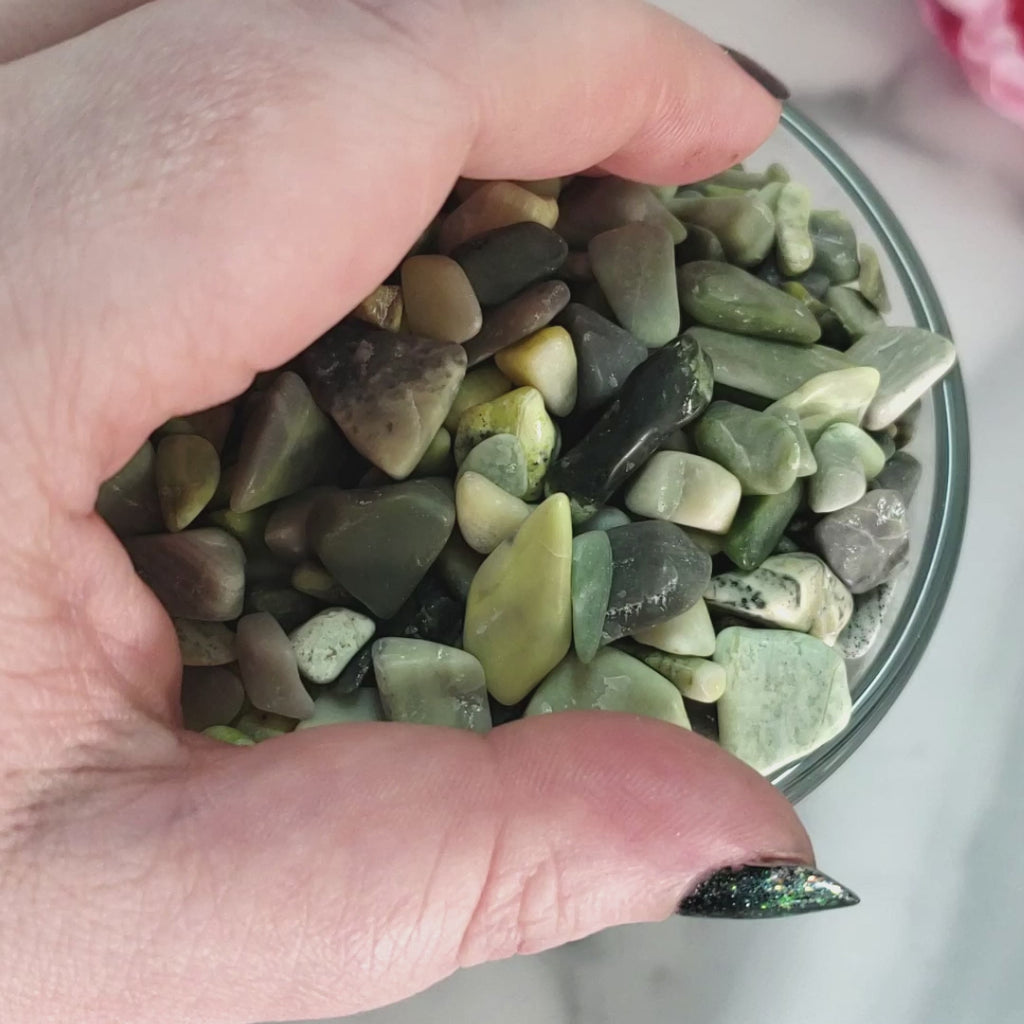 Infinite Serpentine Gemstone Chips By the Ounce - Video