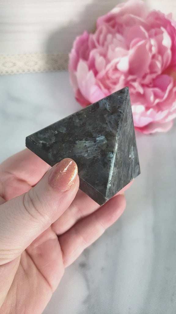 Unique Larvikite Stone Natural Crystal Pyramid | 2 Inch Base | Edification - 2