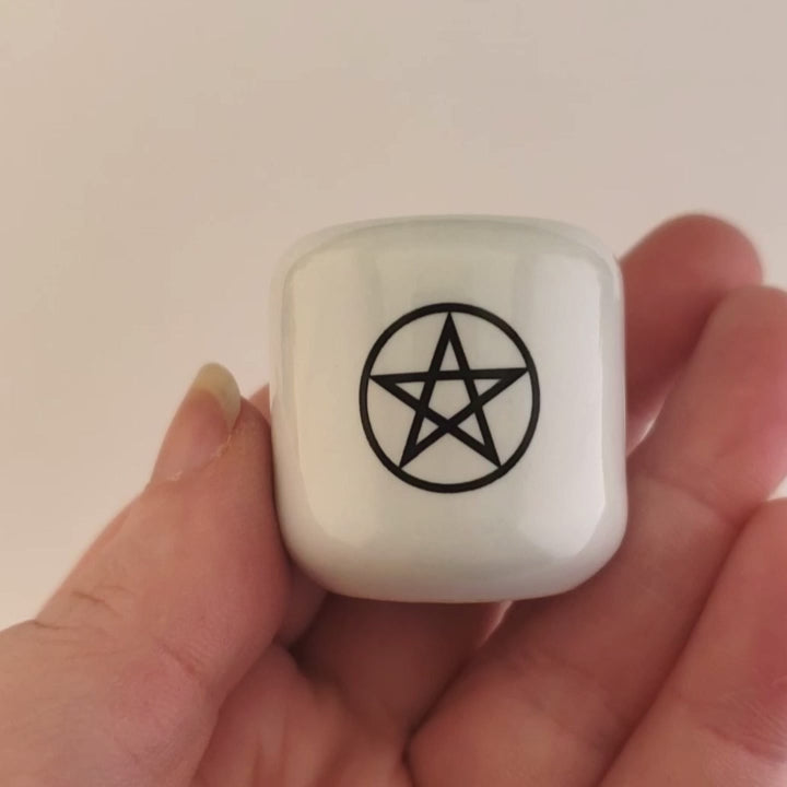 White Pentacle Ceramic Sphere Stand - Chime Candle Holder - Incense Holder - Video