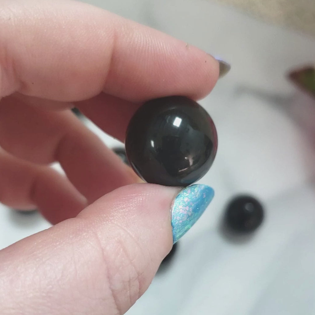 Obsidian Natural Crystal Sphere Gemstone Orb - 18-20mm - Video