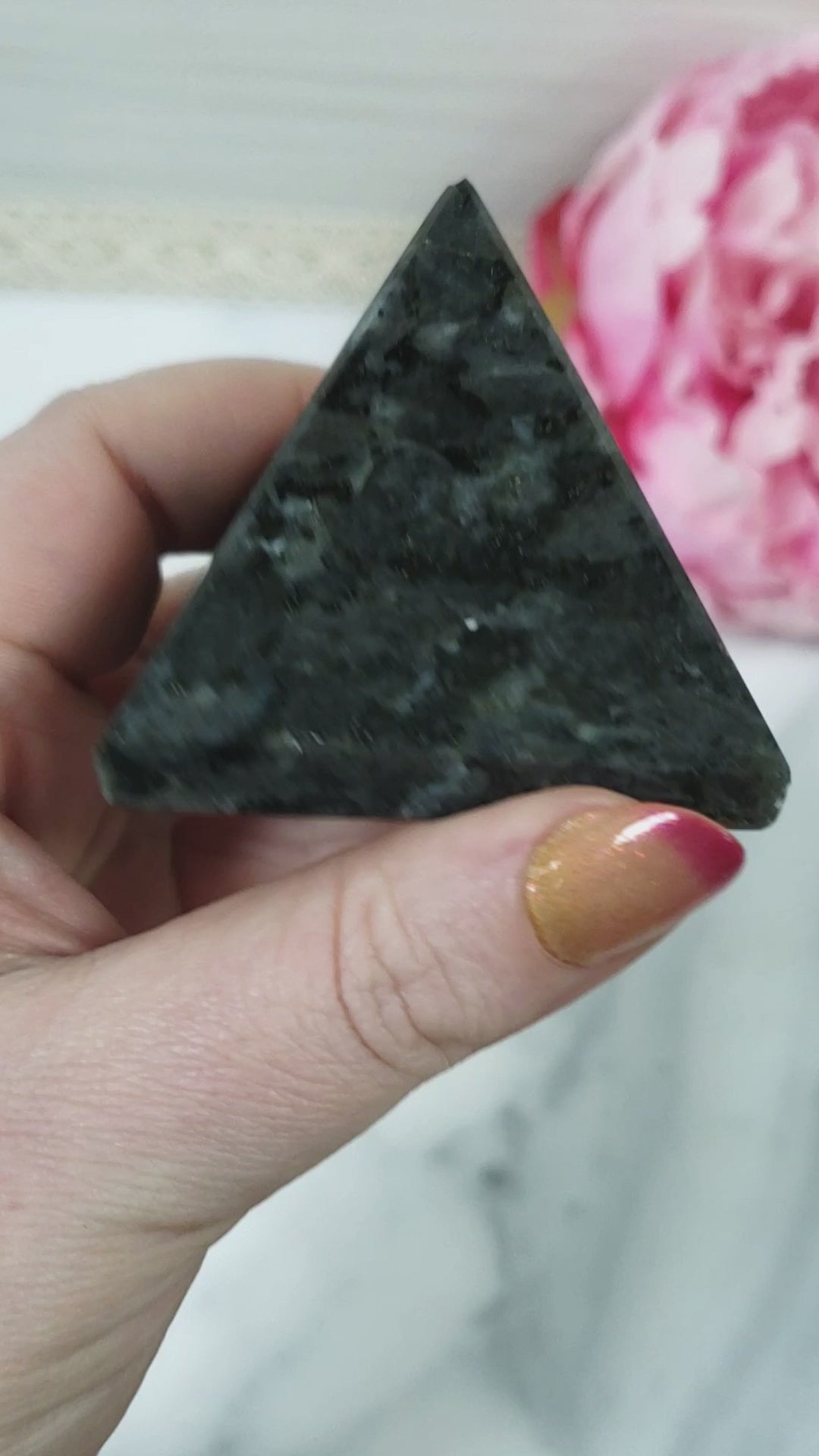 Unique Larvikite Stone Natural Crystal Pyramid | 2 Inch Base | Erudition - 4