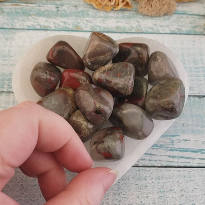 Seftonite Bloodstone Natural Tumbled Stone - Small One Stone - Video