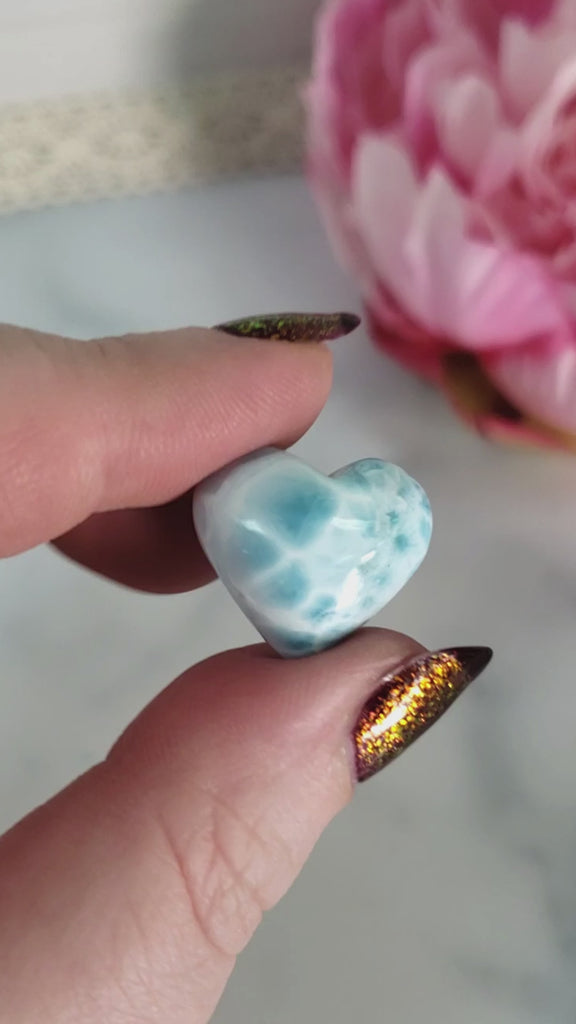 Unique High Quality Larimar Stone Heart Natural Gemstone Cabochon | Thurisaz - 5