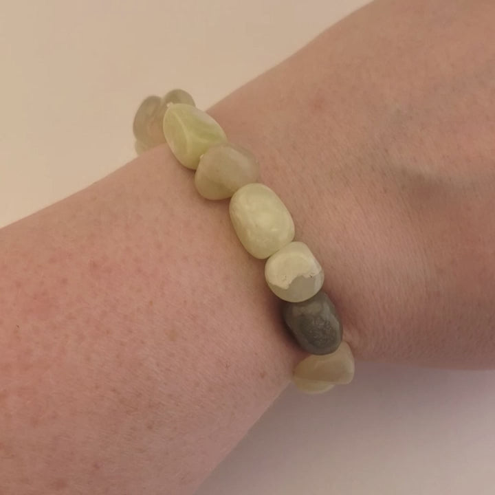 New Jade Serpentine Gemstone Nugget Polished Bracelet - Video