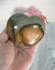 Unique Polychrome Jasper Stone Heart Natural Crystal | 86mm | Tarragon - 4