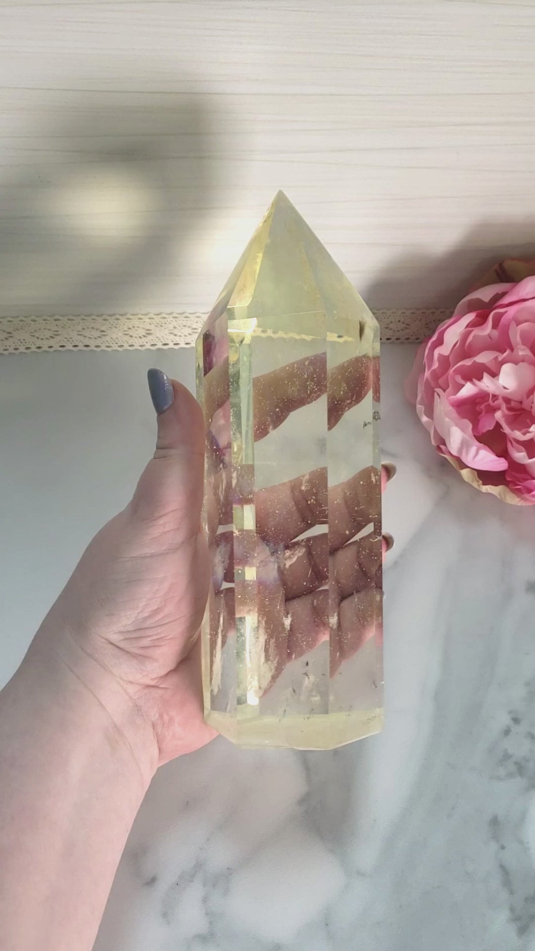 Unique JUMBO Yellow Obsidian Crystal Manmade Gemstone Tower - Istanu - Video