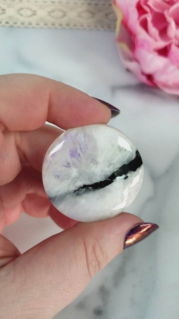 Unique Flashy Rainbow Moonstone Crystal Palm Stone Natural High Quality AAA Grade Gemstone | Balance - 2