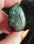 Unique 39 Carat Labradorite Cabochon Natural Gemstone Carving | Bromeliad - 4