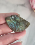 Unique 50 Carat Labradorite Cabochon Natural Gemstone Carving - Succulent - Video