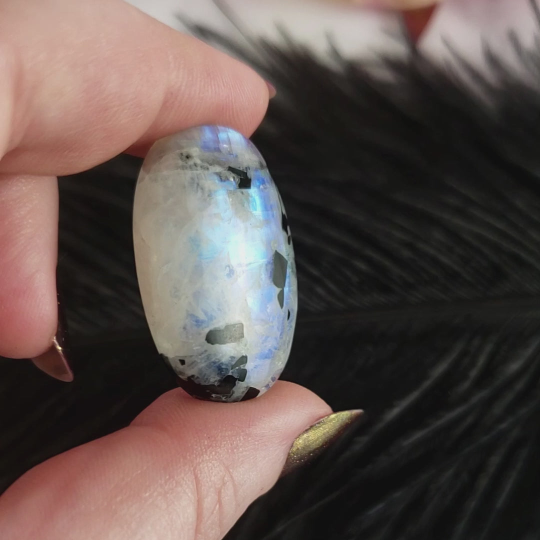 Unique 42 Carat Flashy Rainbow Moonstone Crystal Cabochon Natural High Quality Gemstone | Harmonic - 4