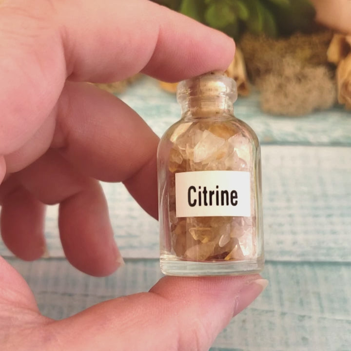 Citrine Natural Crystal Chips Bottle - One Bottle - Video