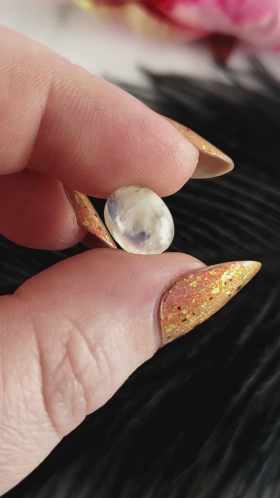 Unique 3 Carat Flashy Rainbow Moonstone Crystal Cabochon Natural High Quality Gemstone | Archive - 2