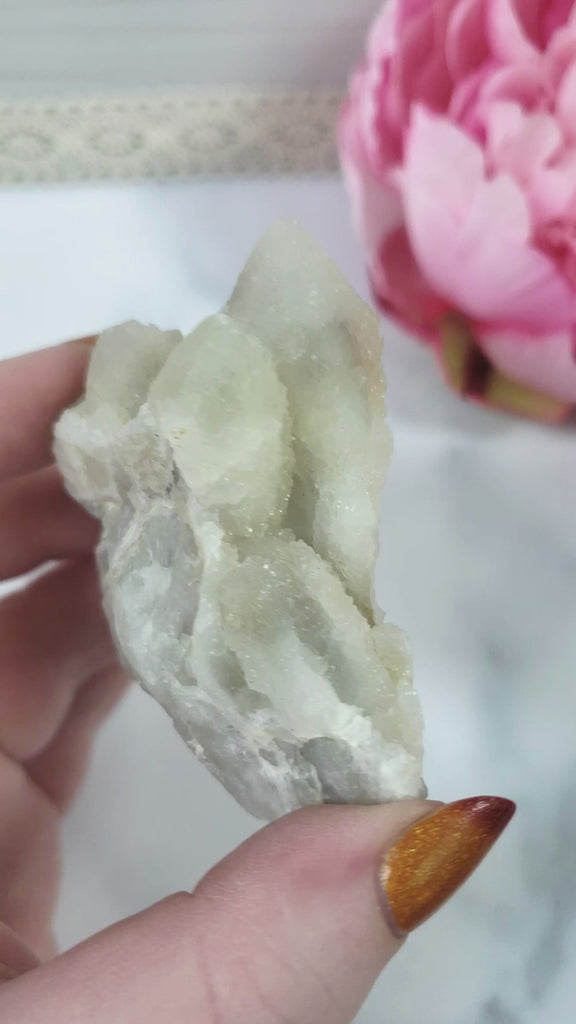 Unique White Spirit Cactus Quartz Crystal Cluster Natural Gemstone - Galaxia - Video