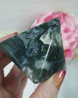 Unique Moss Agate Stone Natural Crystal Pyramid | 2 Inch Base | Prosperity - 4