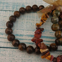 Manifest Positive Power Crystal Bracelet Gift Set - Mookaite, Rhyolite, & Bronzite - Unique Gifts for Spiritual Friends and Family