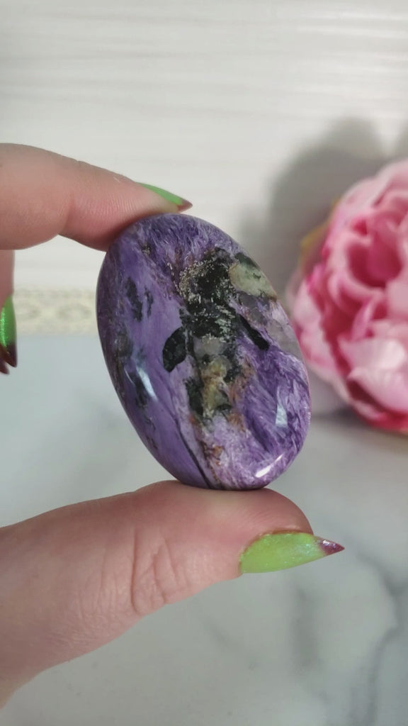 Unique Charoite Stone Natural Crystal Palm Stone for Meditation | Pneuma - Video