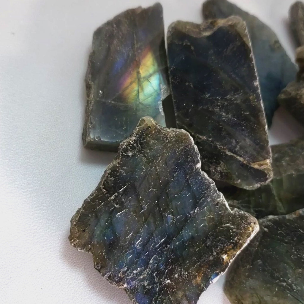 Flashy Labradorite Natural Crystal Rough Slice Slab - Multiple Sizes! - Video