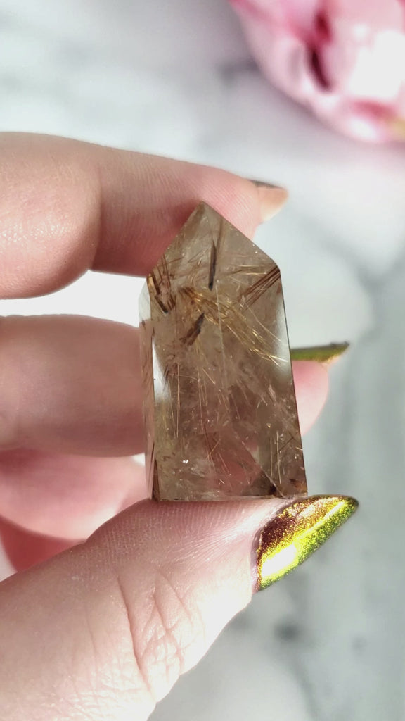 Unique Rutilated Quartz Crystal Tower Natural Gemstone Point | Venus - 6