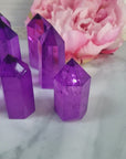 Electric Lavender Purple Aura Quartz Crystal Tower Point | Tanzine Aura Quartz Towers - 2