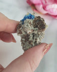 Unique Cavansite Crystal Cluster with White Stilbite in Basalt Matrix Natural Mineral Formation | Terpsichore